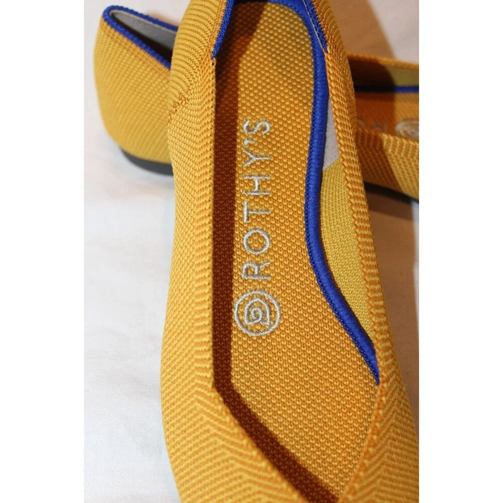 Rothy’s The Point Flats Pointed Toe Shoes Women’s 7 MARIGOLD BLUE NEW